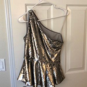 Eliza J Peplum Sequin Top